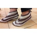 Batik fonalból kötött házi cipők
